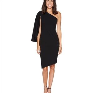 Calvin Klein one-shoulder split sleeve sheath